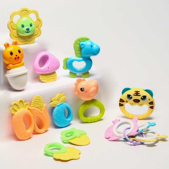 

Набор погремушек «Беби», с эластичными элементами, 14 шт, цвет МИКС, Погремушки «Беби» Крошка Я