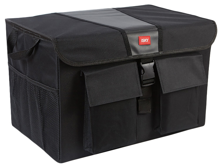 Органайзер с крышкой в багажник iSky, полиэстер, 51x31x31 см, черный