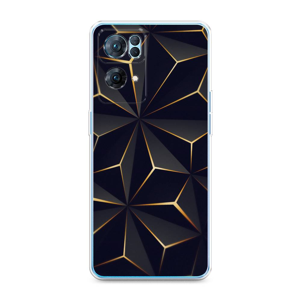 

Чехол на Oppo Reno 7 Pro "Черные полигоны", Золотистый;черный, 258250-3