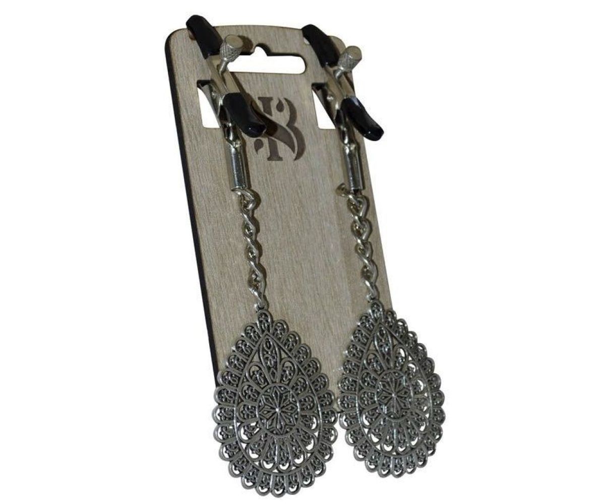 Зажимы на соски с декоративными подвесками Sitabella Восток серебряные