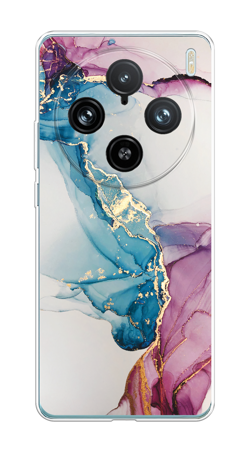 

Чехол на Vivo X100 Pro "Розовые разводы рисунок", Синий;розовый;золотистый, 2611850-1