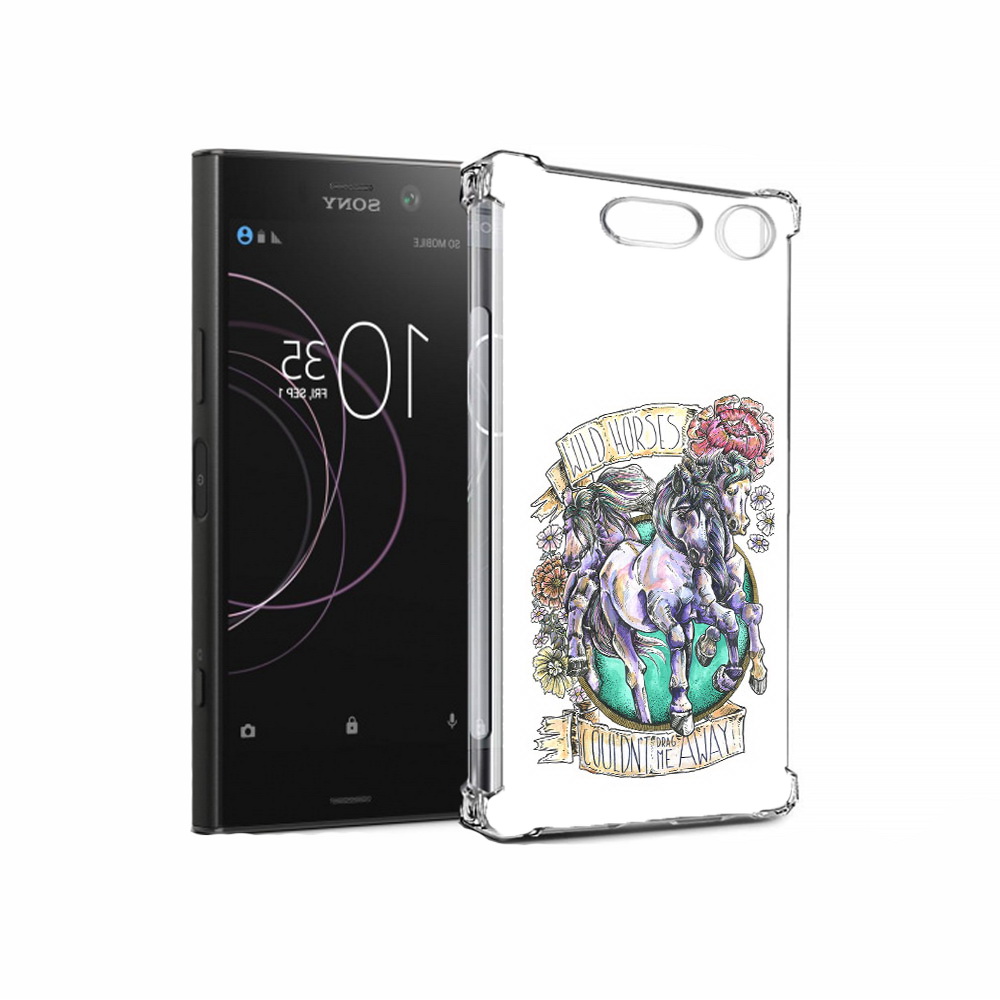 

Чехол MyPads Tocco для Sony Xperia XZ1 рисунок коней в цветах (PT77229.221.582), Прозрачный, Tocco