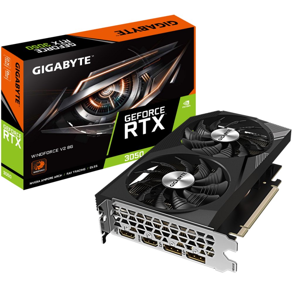 

Видеокарта GIGABYTE NVIDIA (GV-N3050WF2V2-8GD 144715), Черный