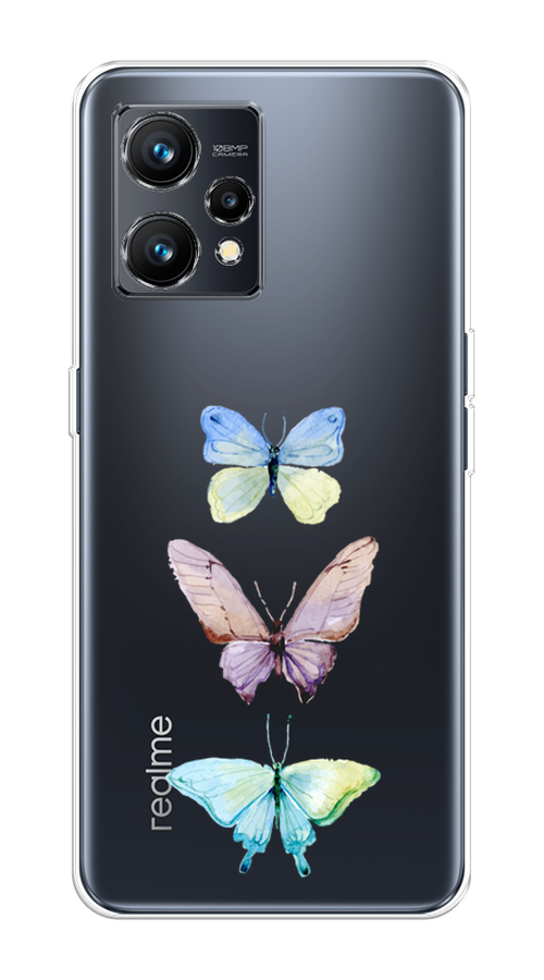 

Чехол на Realme 9 4G "Акварельные бабочки", Бирюзовый;розовый, 257250-1