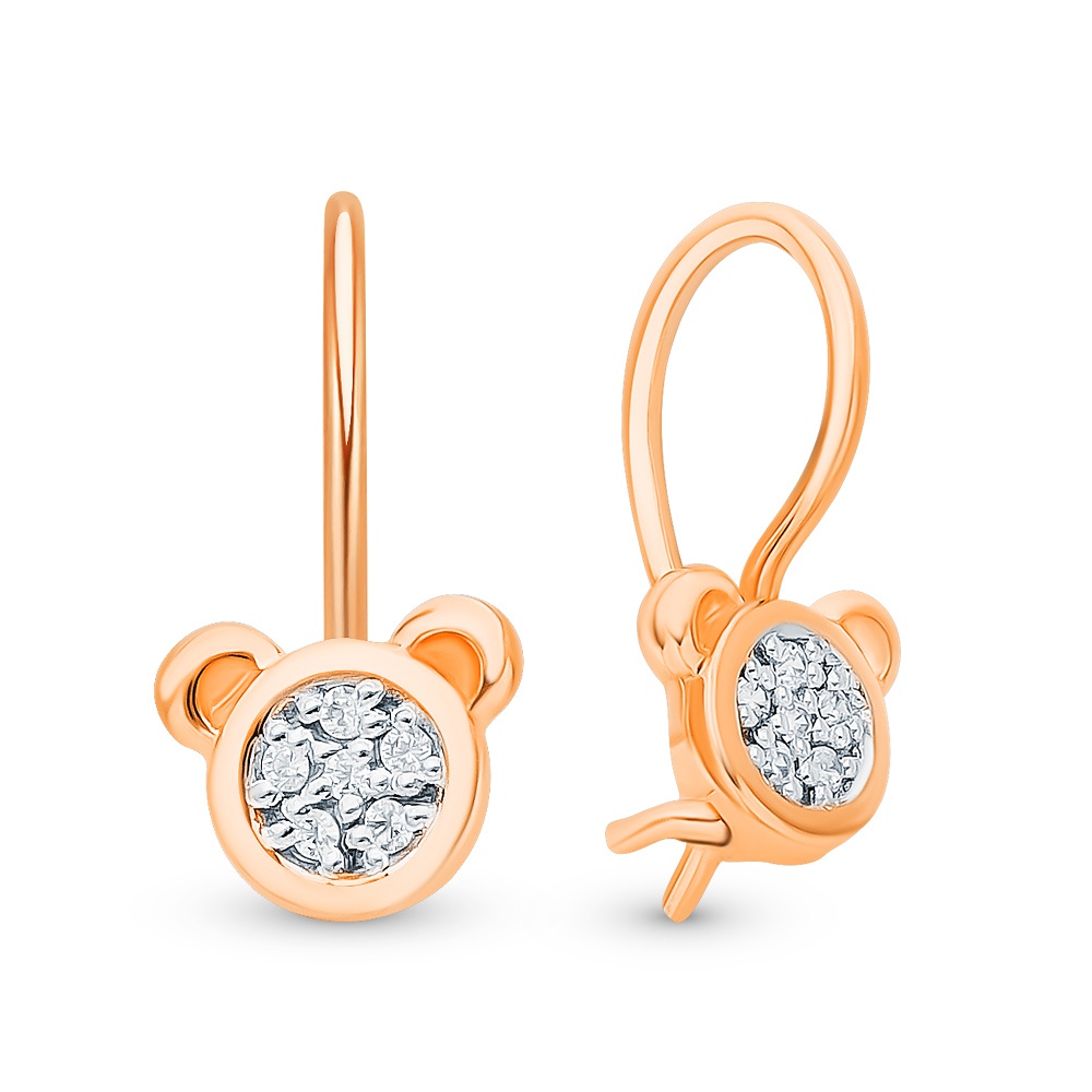

Серьги из красного золота 585Gold 699000189, фианит, 699000189