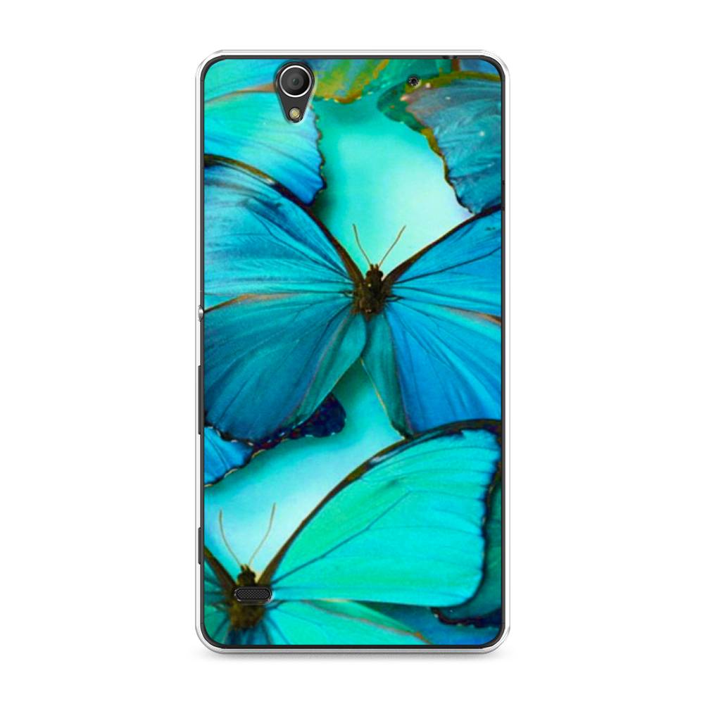 фото Силиконовый чехол "неоновые бабочки" на sony xperia c4 awog