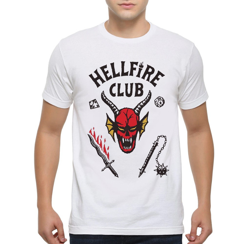 

Футболка мужская Dream Shirts Hellfire Club Stranger Things - Очень странные дела белая L, Hellfire Club Stranger Things - Очень странные дела