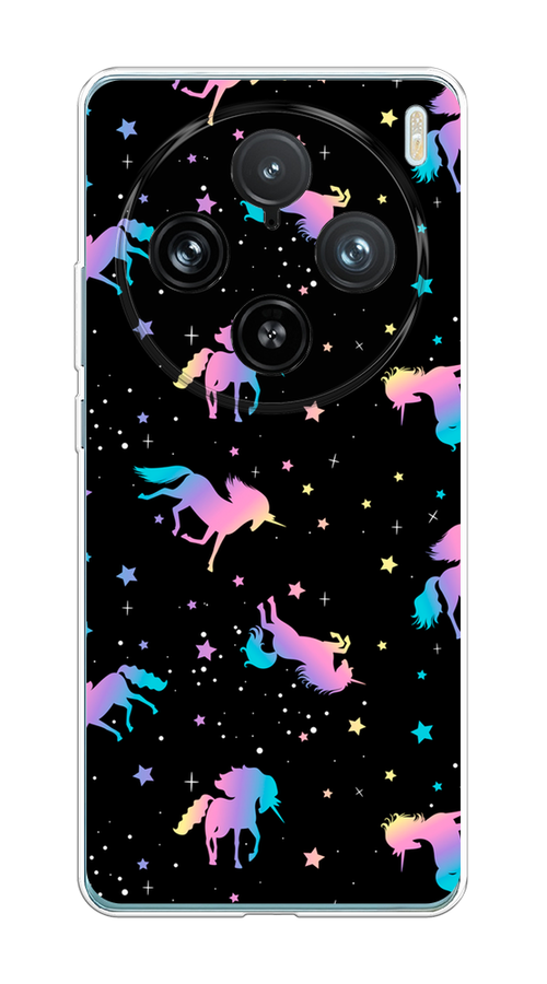 

Чехол на Vivo X100 Pro "Единороги градиент", Черный;розовый;голубой, 2611850-1
