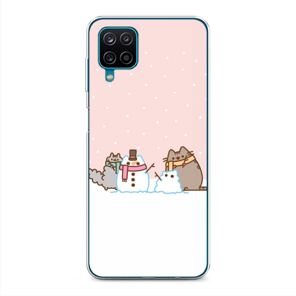 

Чехол на Samsung Galaxy A12 "Котики в снегу", Розовый;белый;серый, 2101650-5