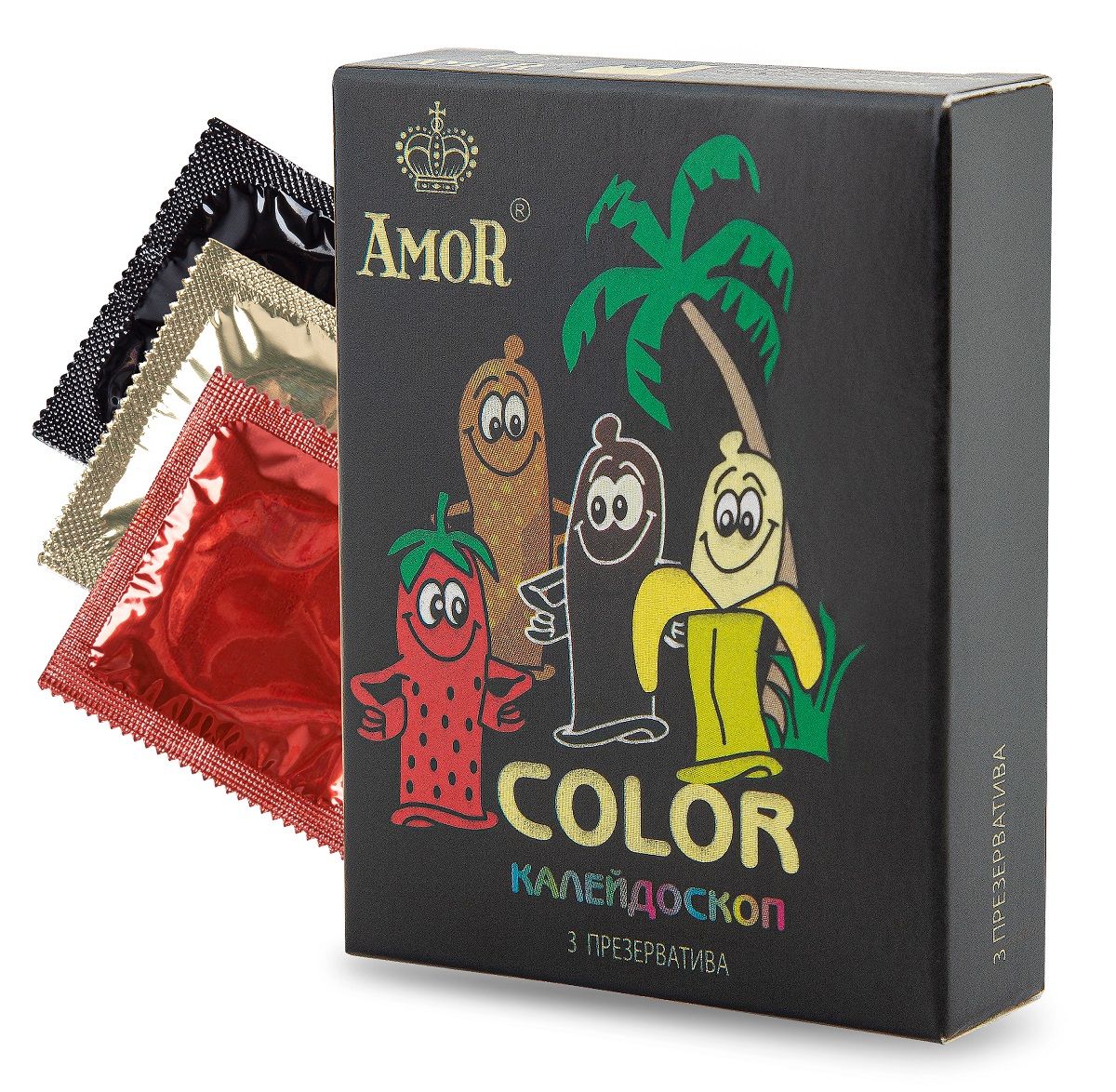 Ароматизированные презервативы AMOR Color Яркая линия цветные 3 шт.  - купить со скидкой