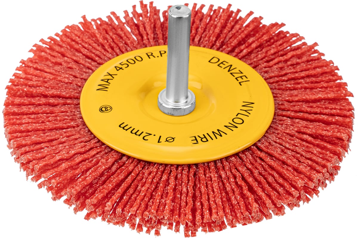 Щетка для дрели 100 мм Плоская со шпилькой нейлоновая щетина Denzel 1341₽