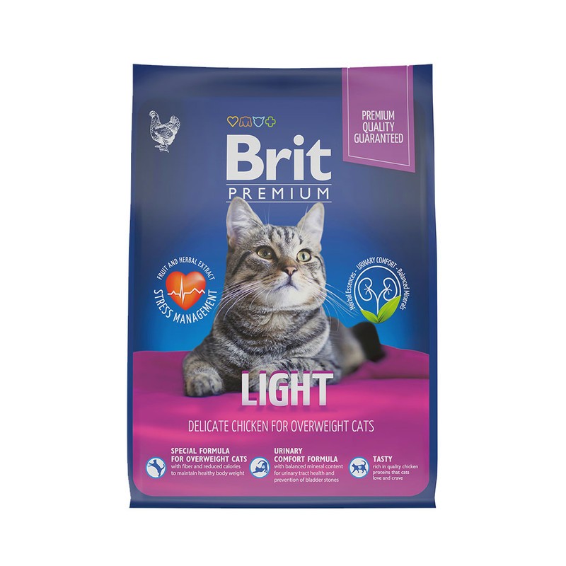 

Сухой корм для кошек Brit Premium Cat Light с курицей, с избыточным весом, 2 кг, Cat Light