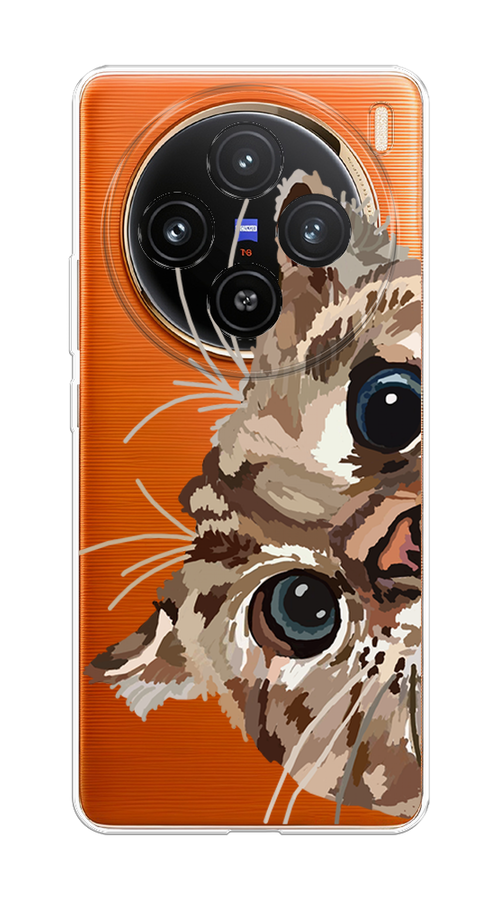 

Чехол на Vivo X100 "Любопытный кот", Коричневый;синий;черный, 2611750-1