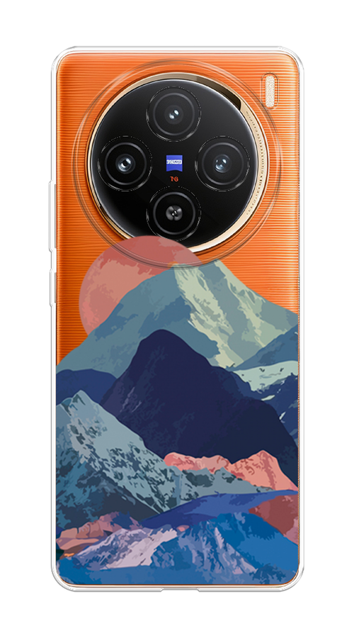 

Чехол на Vivo X100 "Закат в снежных горах", Бордовый;серый;голубой, 2611750-1
