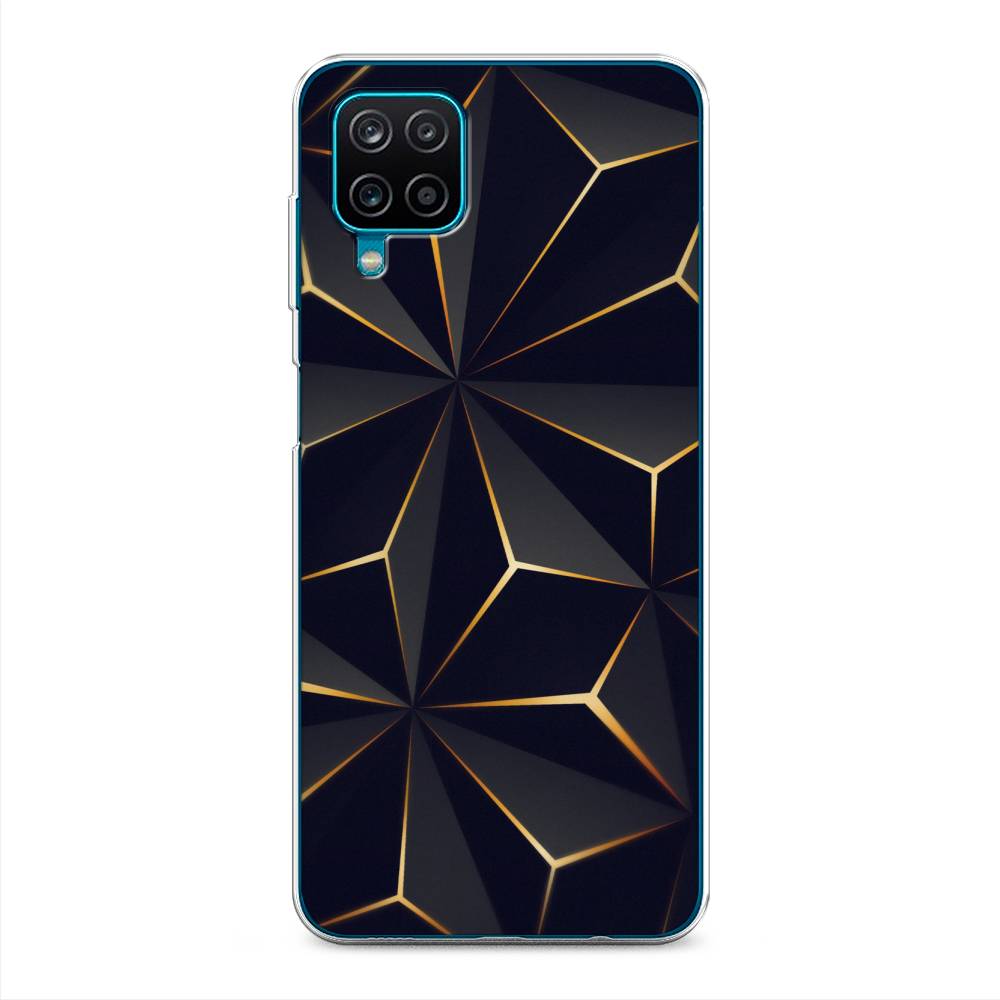

Чехол на Samsung Galaxy A12/M12 "Черные полигоны", Золотистый;черный, 2101650-3