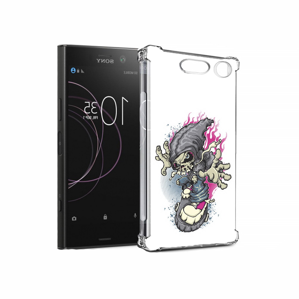фото Чехол mypads tocco для sony xperia xz1 нарисованный скелет на скейт борде
