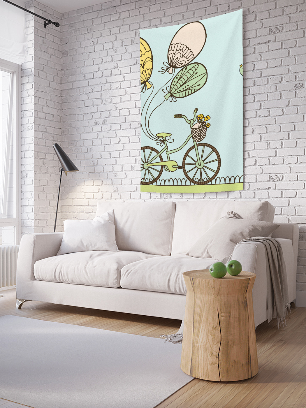 фото Вертикальное фотопанно на стену joyarty "велосипед с поздравлениями", 100x150 см