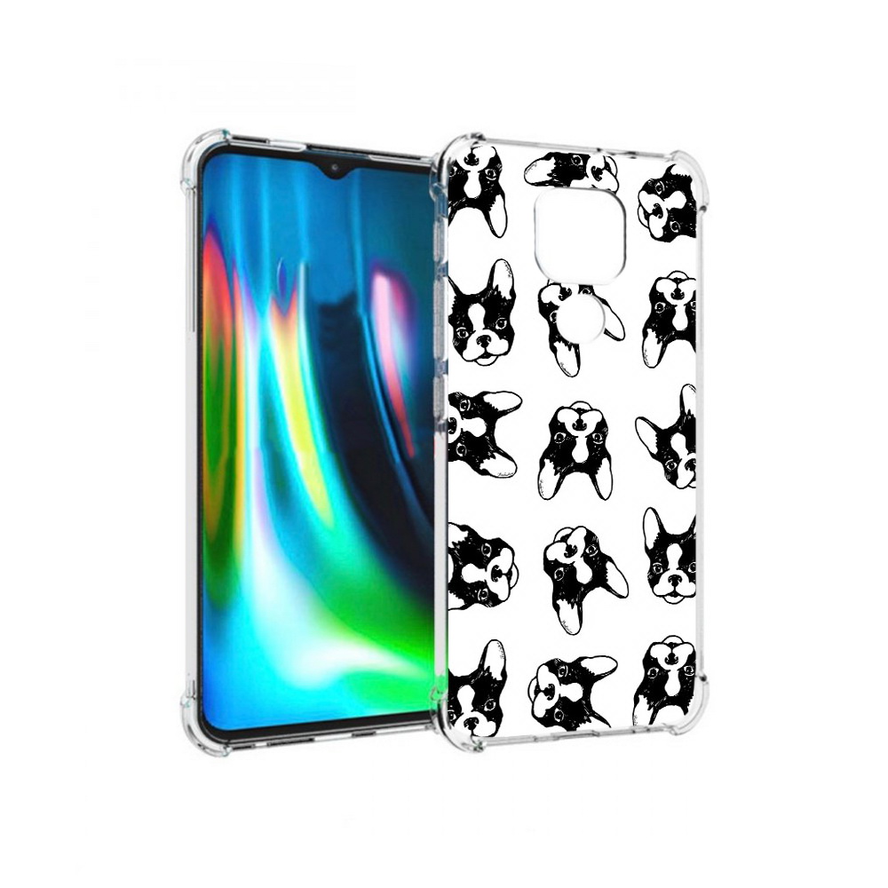 

Чехол MyPads Tocco для Motorola Moto G9 Play черно белые собачки (PT227081.347.683), Прозрачный, Tocco