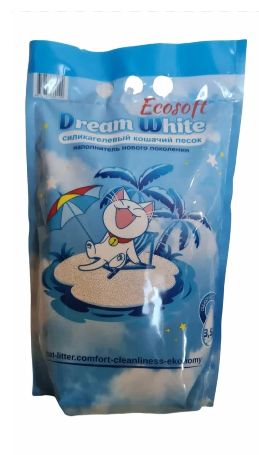 Наполнитель для кошек Ekosoft Dream White силикагелевый песок 3.5 л