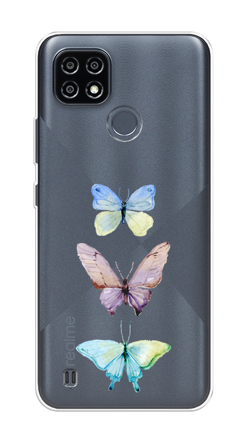 

Чехол на Oppo Realme C21Y/C25Y "Акварельные бабочки", Бирюзовый;розовый, 256850-1