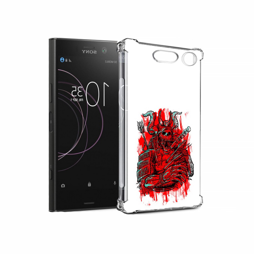 

Чехол MyPads Tocco для Sony Xperia XZ1 красный скелет воин (PT77229.221.413), Прозрачный, Tocco
