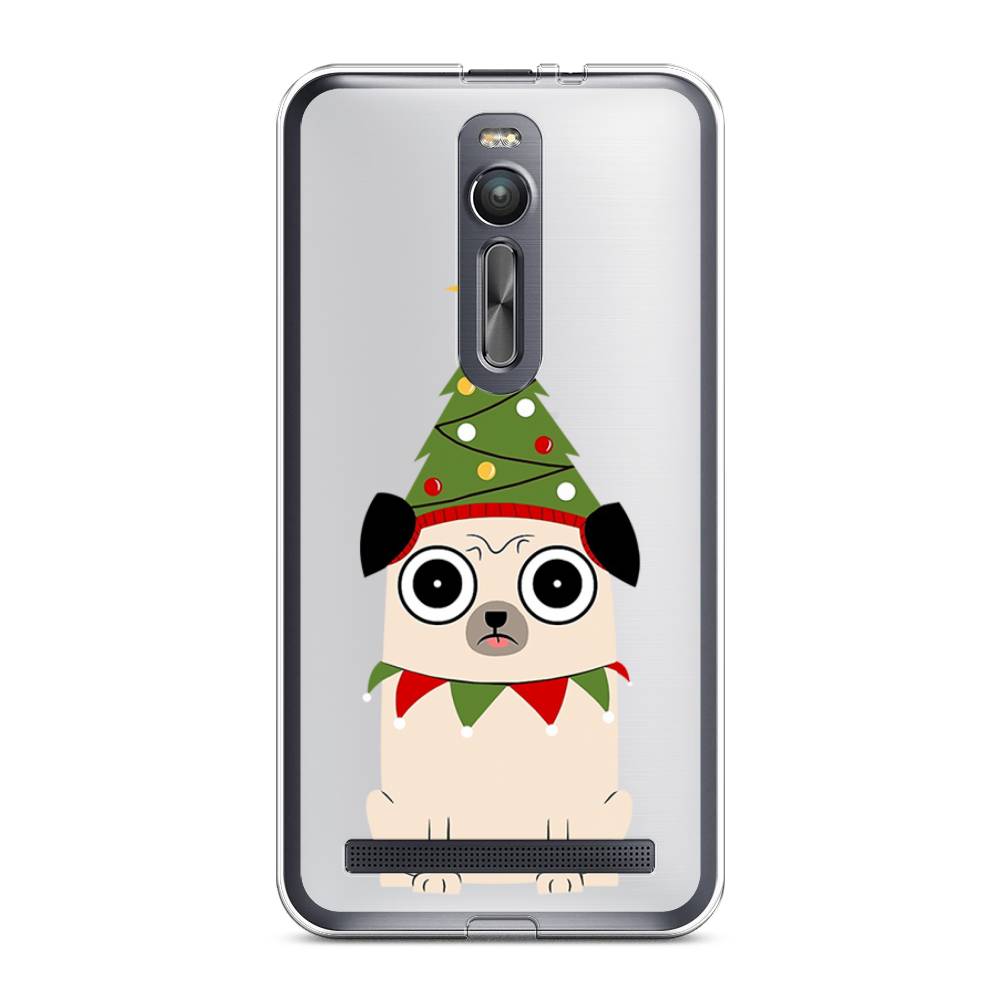 

Чехол на Asus Zenfone 2 ZE550ML "Собачка с ёлочкой", Бежевый;красный;зеленый, 40550-1