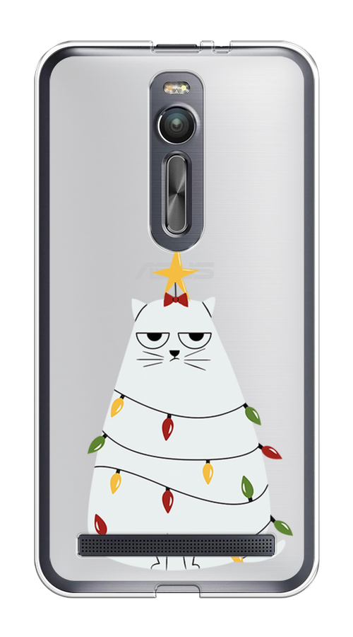 

Чехол на Asus Zenfone 2 ZE550ML "Котик в гирлянде", Белый;красный;желтый, 40550-1