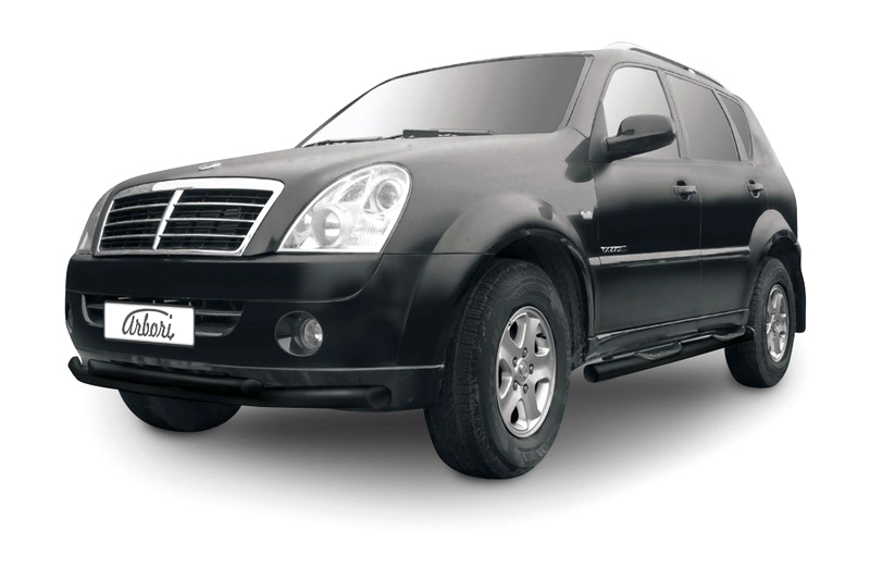 фото Защита переднего бампера d76+d57 двойная arbori черн. для ssangyong rexton 2010-2012