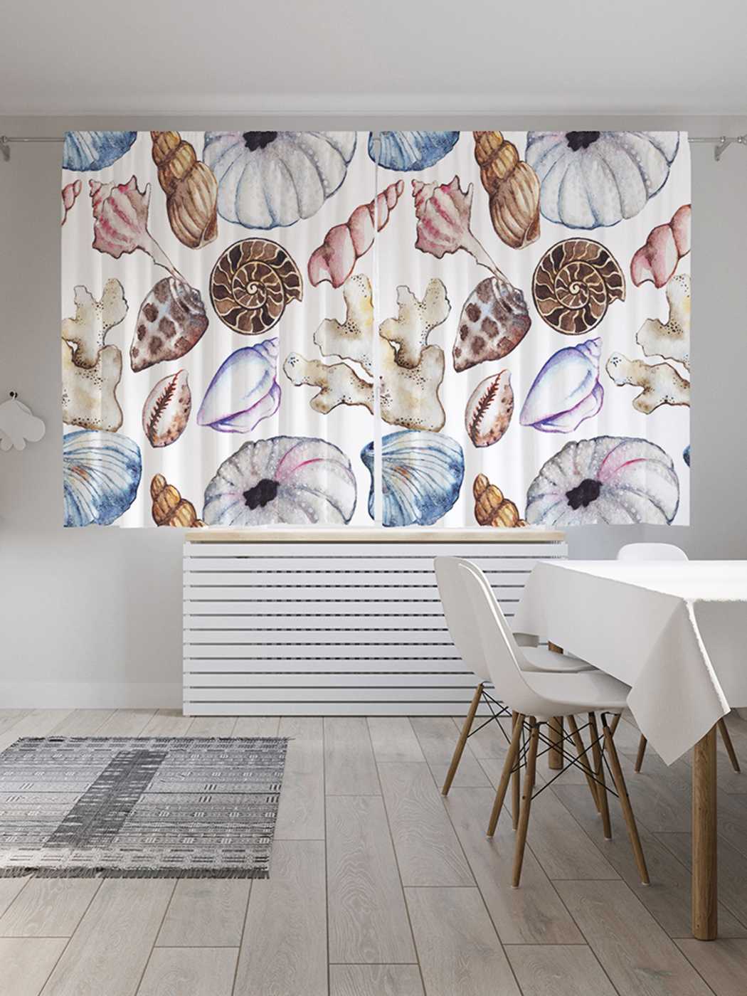 

Классические шторы JoyArty "Нарисуем ракушки", серия Oxford DeLux, 2 полотна 145x180 см, Нарисуем ракушки