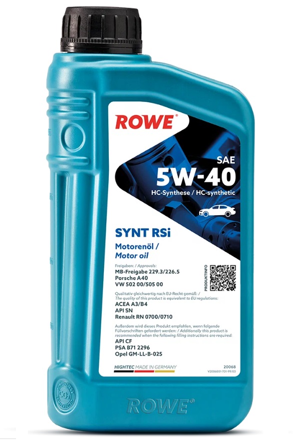 фото Rowe масло rowe 5/40 hightec synt rsi a3/b4,api sn синтетическое 1 л