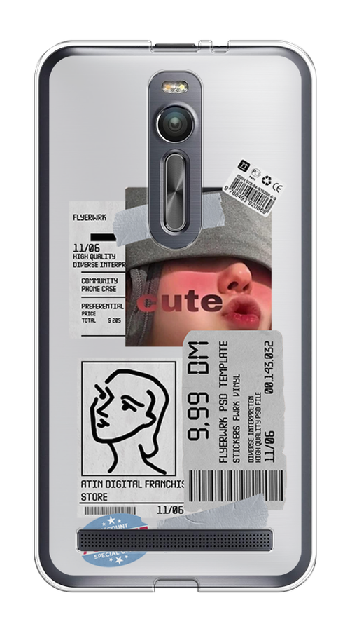 

Чехол на Asus Zenfone 2 ZE550ML "Cute girl collage", Розовый;серый;голубой, 40550-6