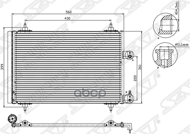 

Радиатор Кондиционера Citroen C4 04-11 / C5 01-08 / Peugeot 307 01-08 Sat арт. ST-CT25-394