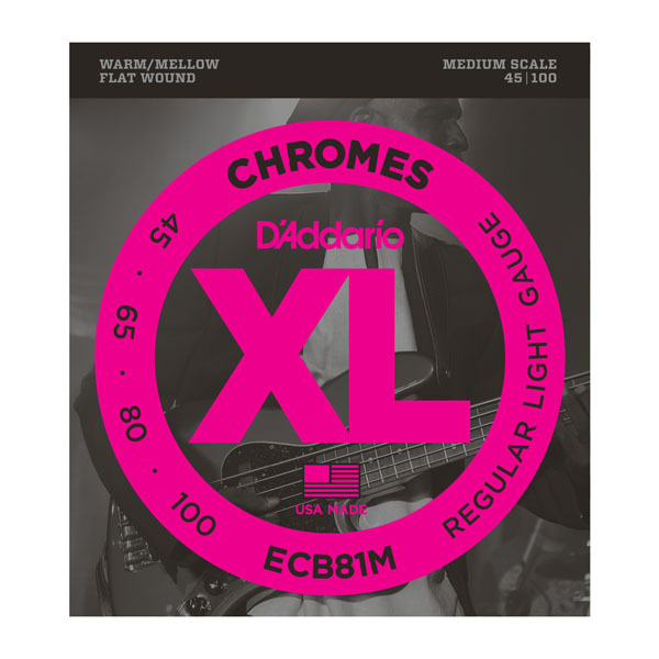 ECB81M Chromes Bass Комплект струн для бас-гитары, Light, 45-100, Medium Scale, D'Addario 600008049703