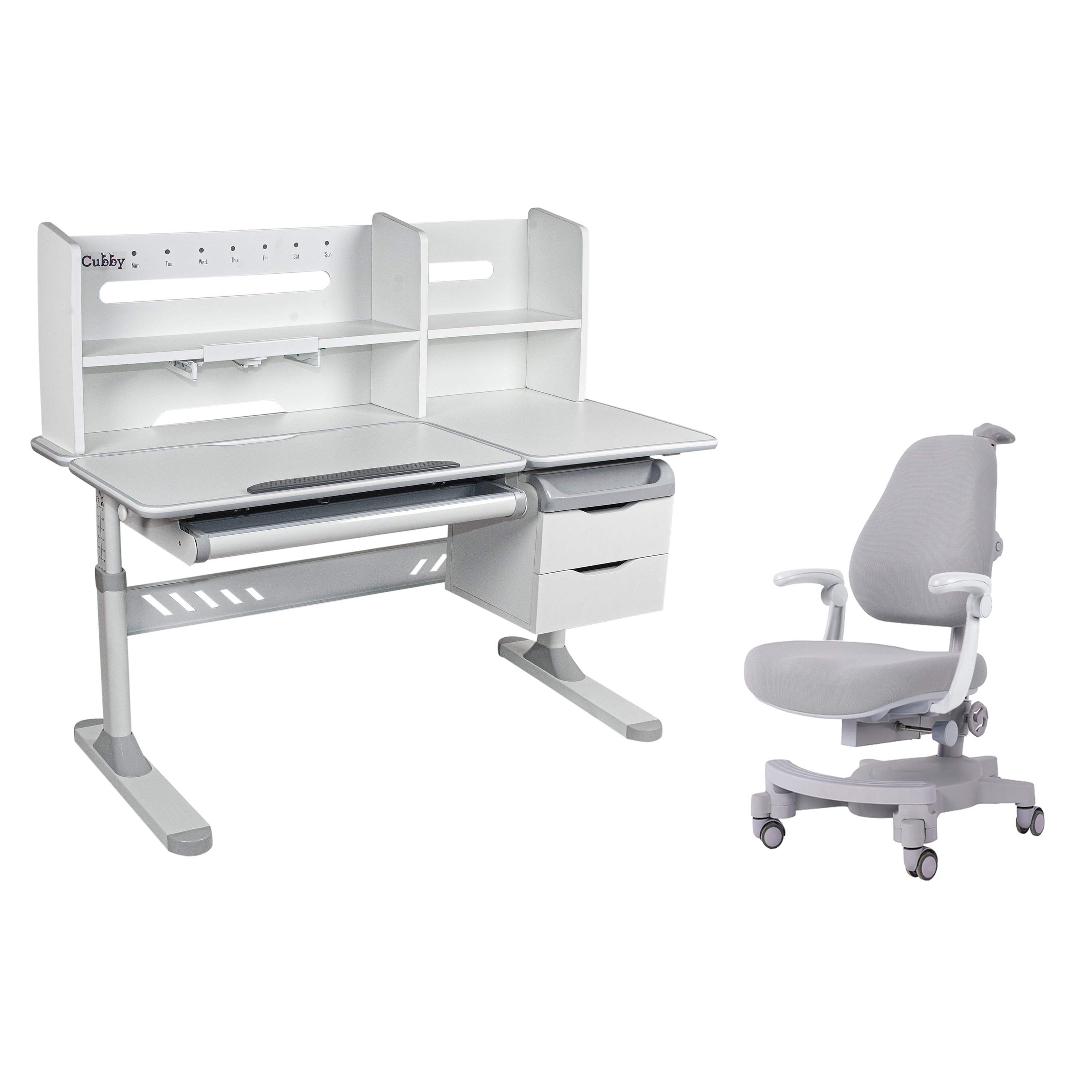 

Растущая парта с надстройкой и кресло c подлокотниками Cubby Ortensia II + Solidago, Grey, Ortensia II + Solidago