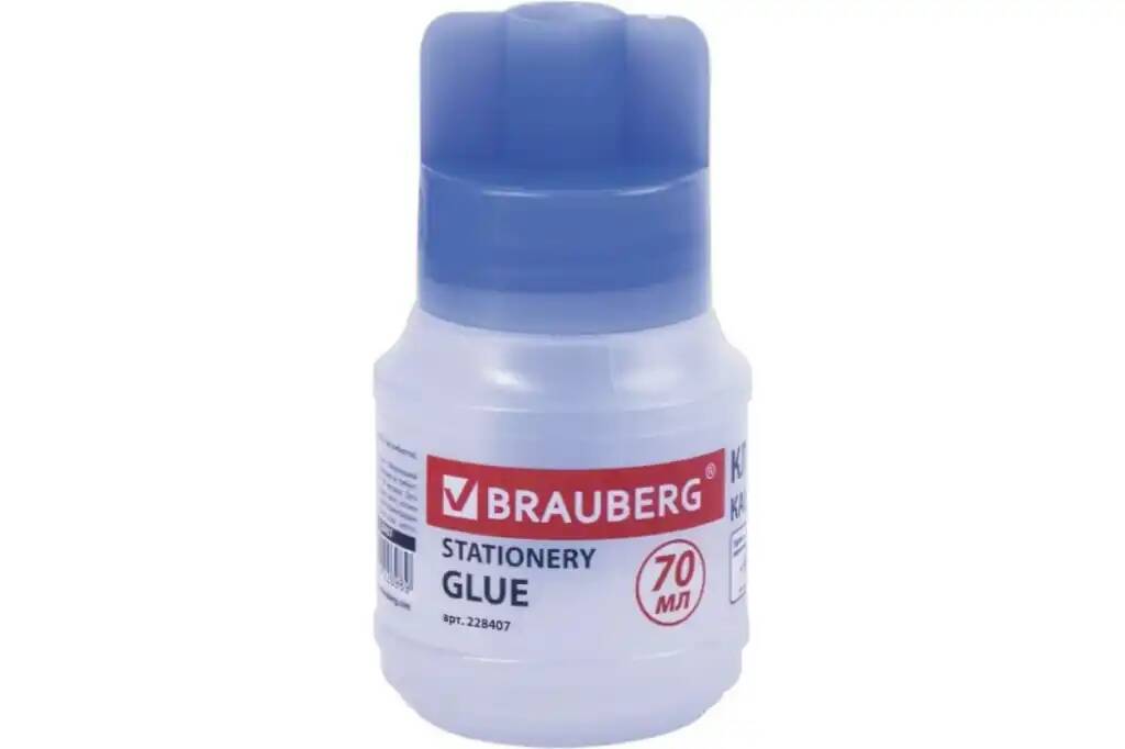 

Клей канцелярский BRAUBERG 70 мл с кисточкой 12 шт