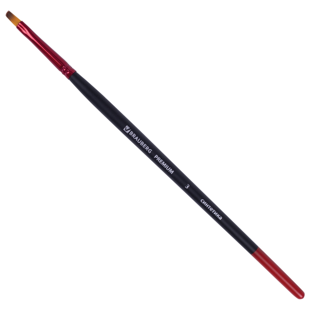 

Кисть BRAUBERG PREMIUM синтетика, плоская № 3 30 шт, Разноцветный