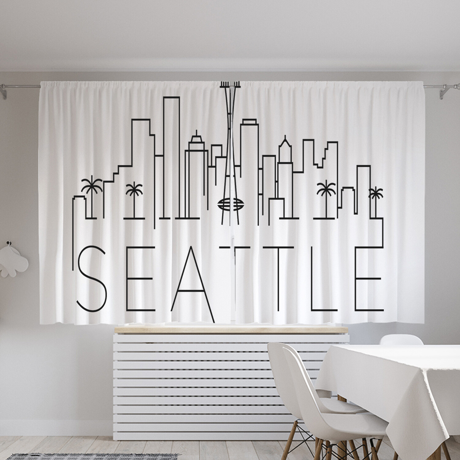 

Классические шторы JoyArty "Абрис Сиэтла", серия Oxford DeLux, 2 полотна 145x180 см, Абрис Сиэтла