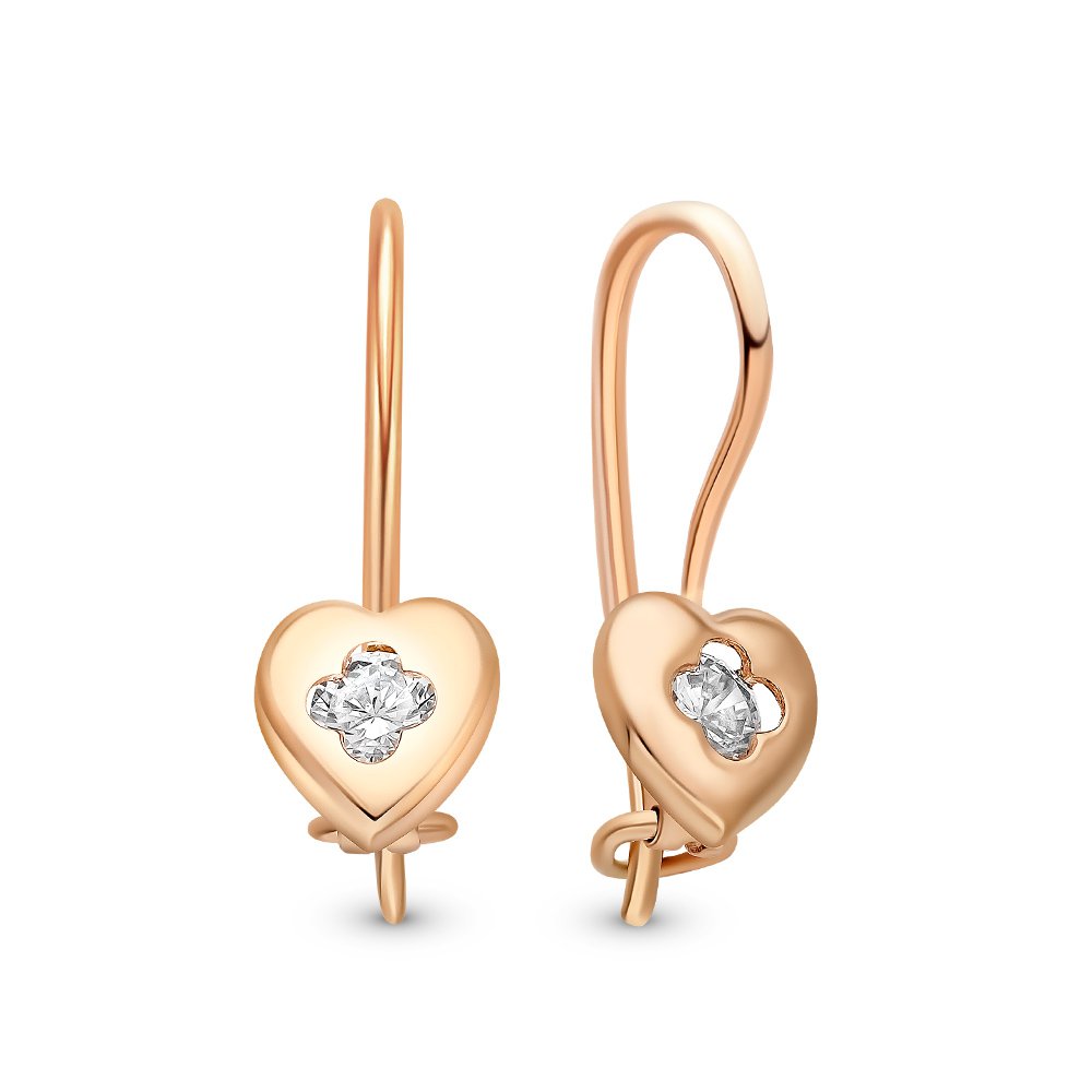 

Серьги из красного золота 585Gold 602001032, фианит, 602001032