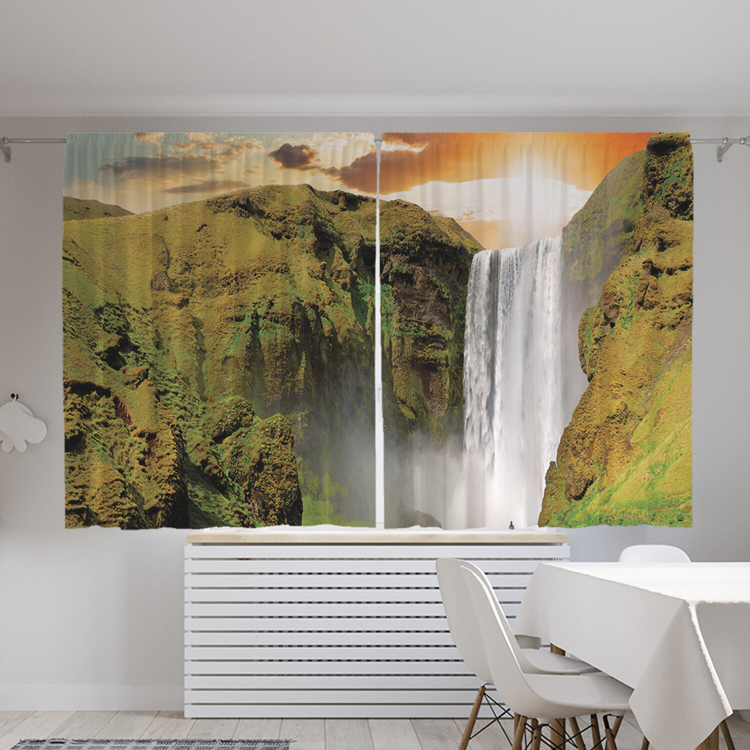 

Классические шторы JoyArty "Водопад на закате", серия Oxford DeLux, 2 полотна 145x180 см, Водопад на закате