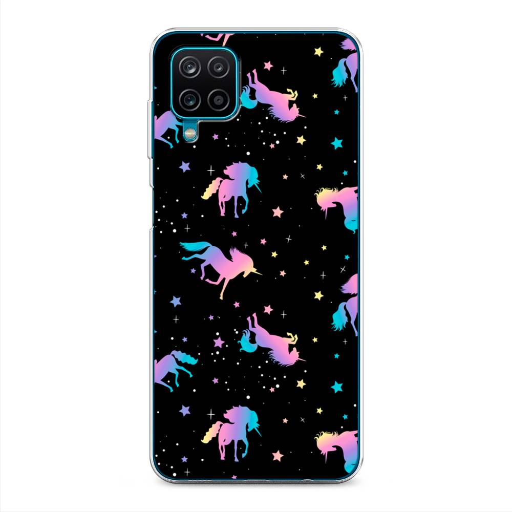 

Чехол на Samsung Galaxy A12/M12 "Единороги градиент", Черный;розовый;голубой, 2101650-1