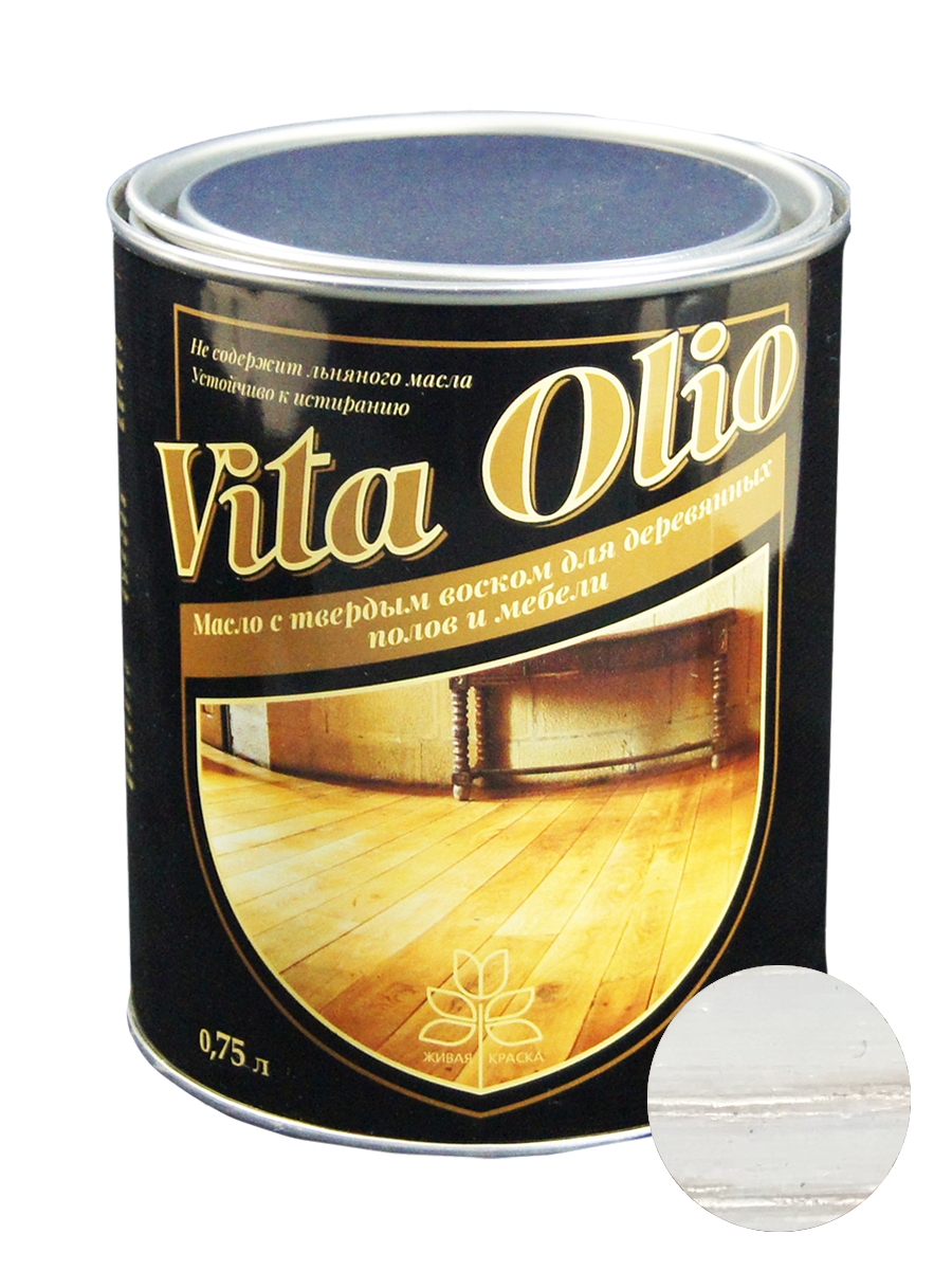 фото Масло для полов и мебели vita olio беленый дуб 0,75 л. с воском живая краска