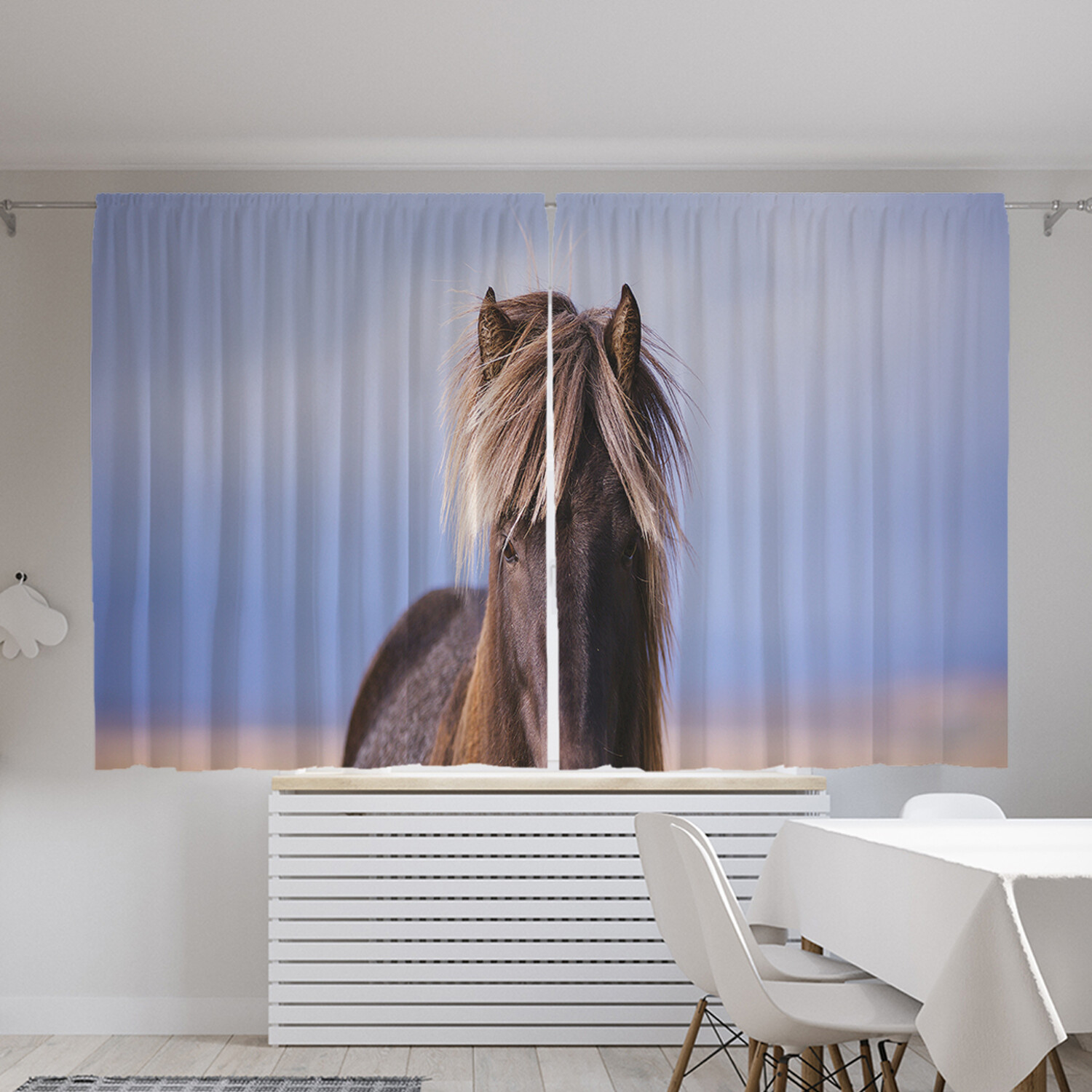 фото Классические шторы joyarty "дикая лошадь", серия oxford delux, 2 полотна 145x180 см