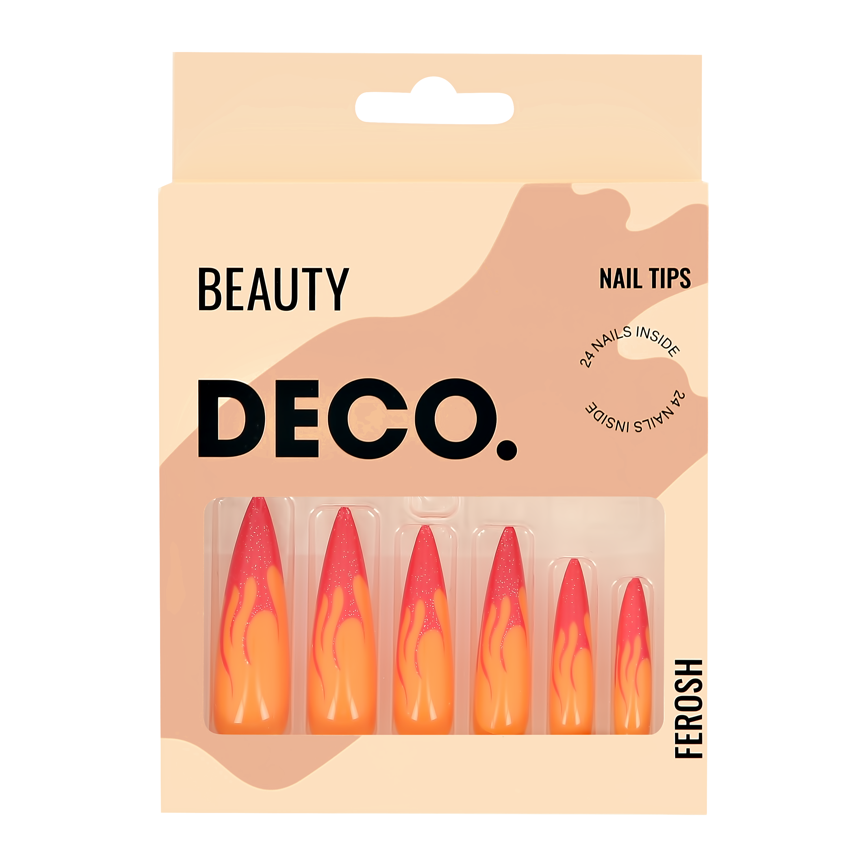 фото Набор накладных ногтей `deco` ferosh orange fire (24 шт + клеевые стикеры 24 шт)