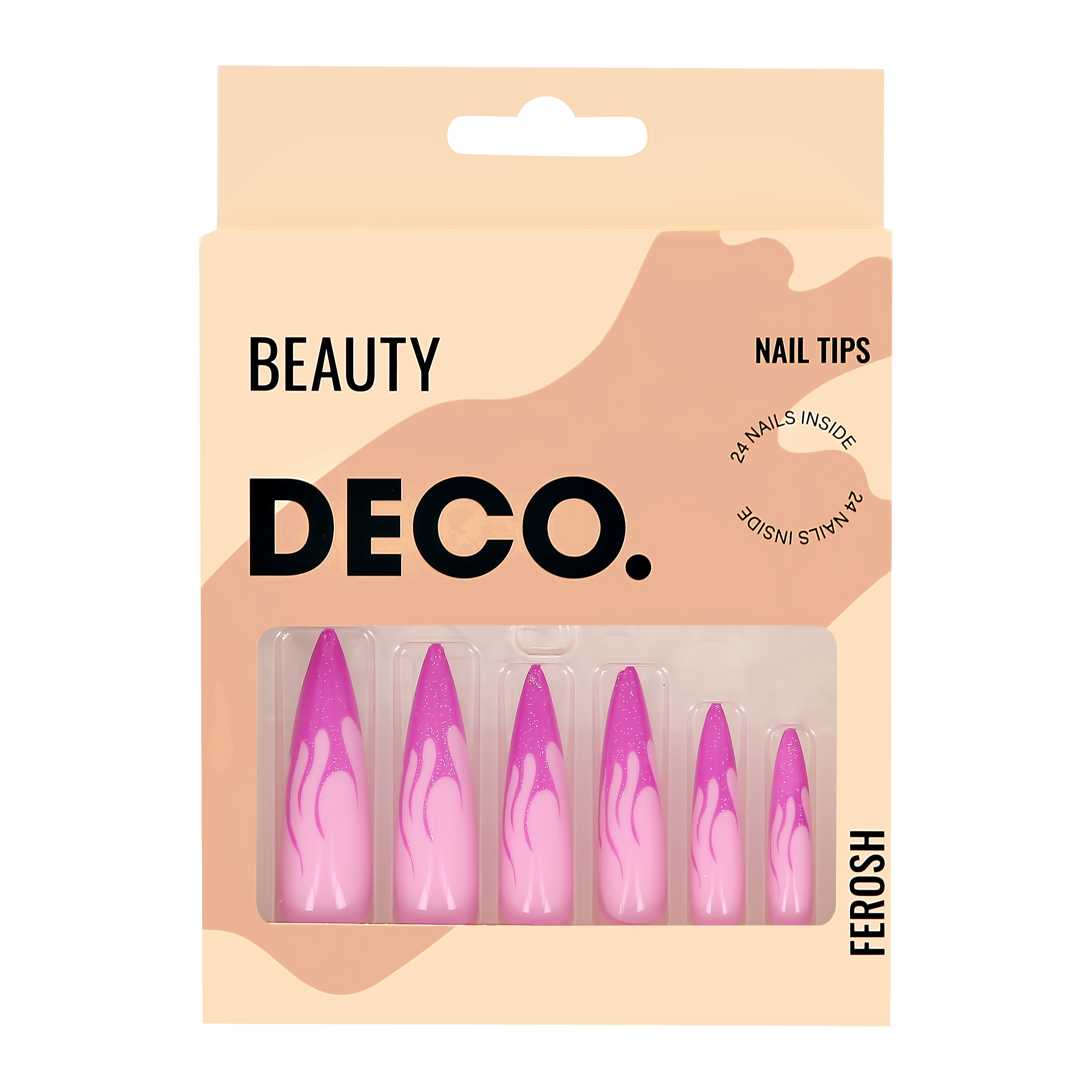 фото Набор накладных ногтей `deco` ferosh pink fire (24 шт + клеевые стикеры 24 шт)