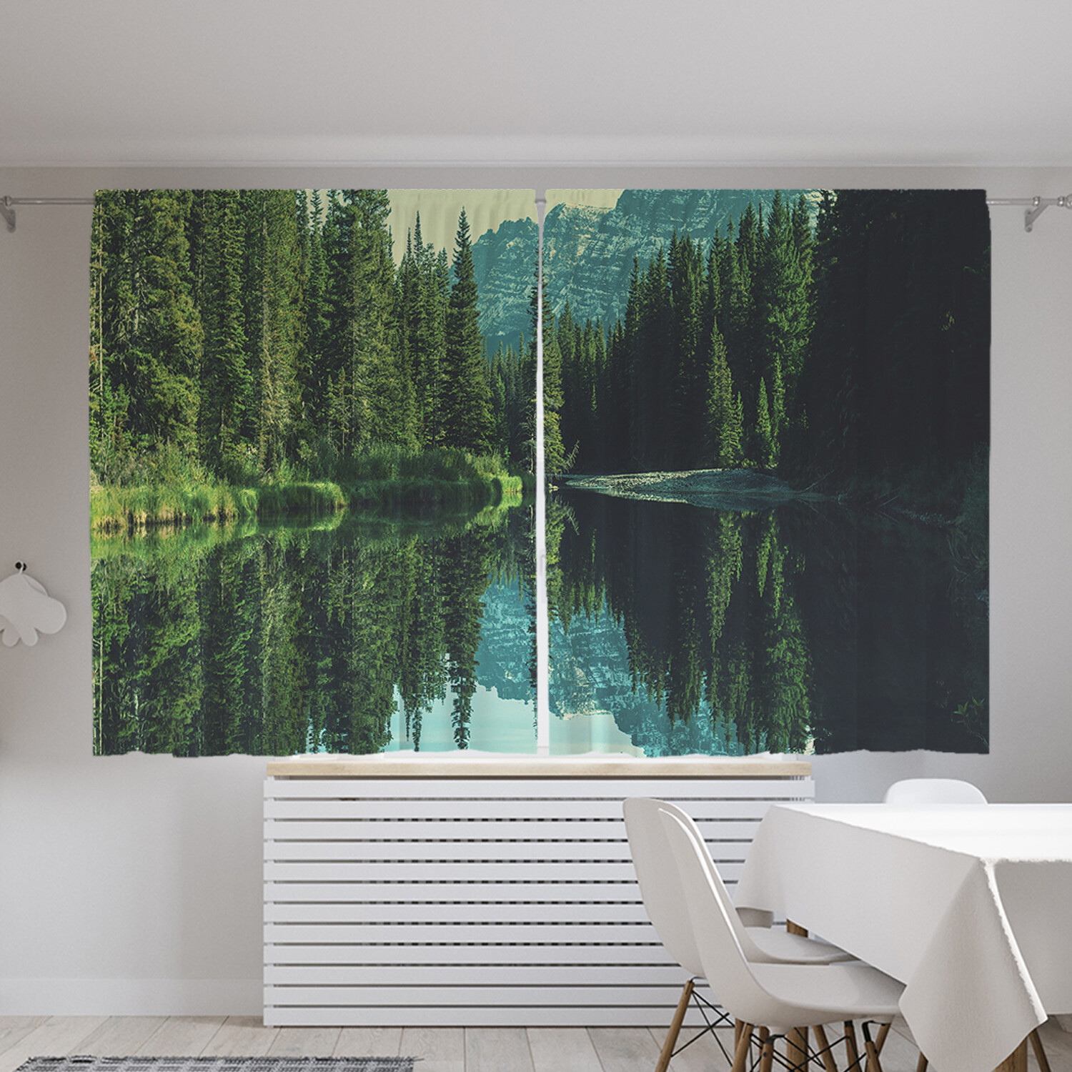 фото Классические шторы joyarty "стиль на горном озере", oxford delux, 2 полотна 145x180 см