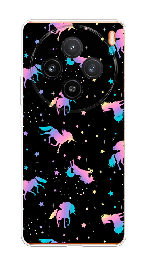 

Чехол на Vivo X100 "Единороги градиент", Черный;розовый;голубой, 2611750-1