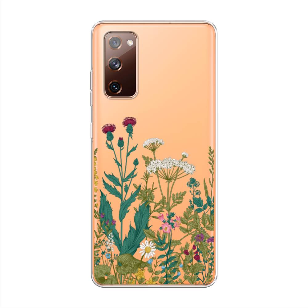 

Чехол на Samsung Galaxy S20 FE "Дикие полевые цветы", Зеленый;розовый;белый, 2101350-2