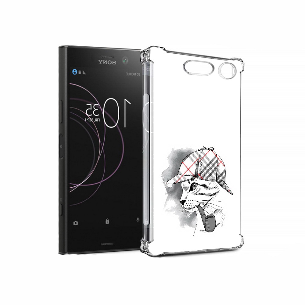 Чехол MyPads Tocco для Sony Xperia XZ1 кошка с трубкой (PT77229.221.405)