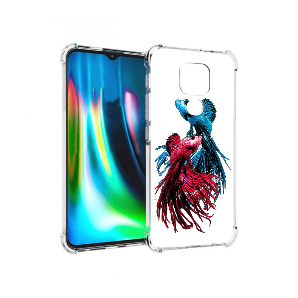 

Чехол MyPads Tocco для Motorola Moto G9 Play рыбы петушки (PT227081.347.592), Прозрачный, Tocco