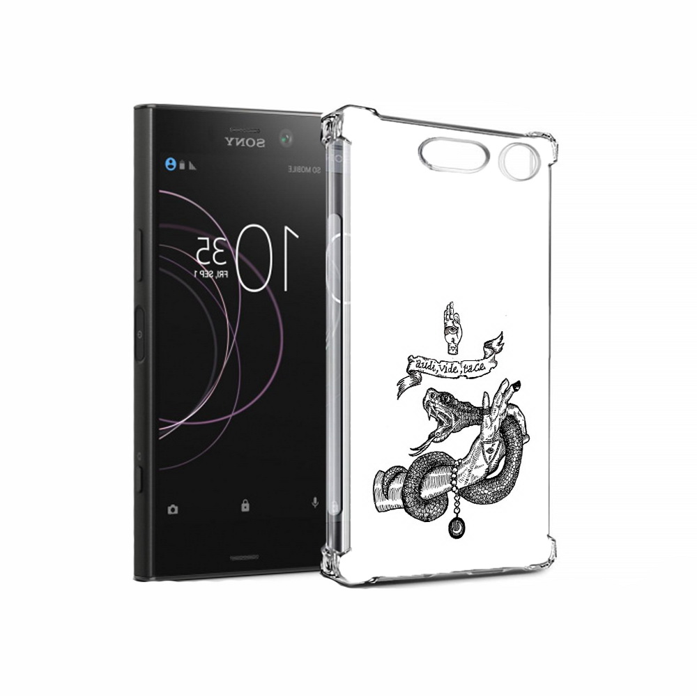 

Чехол MyPads Tocco для Sony Xperia XZ1 змея на руке рисунок (PT77229.221.366), Прозрачный, Tocco